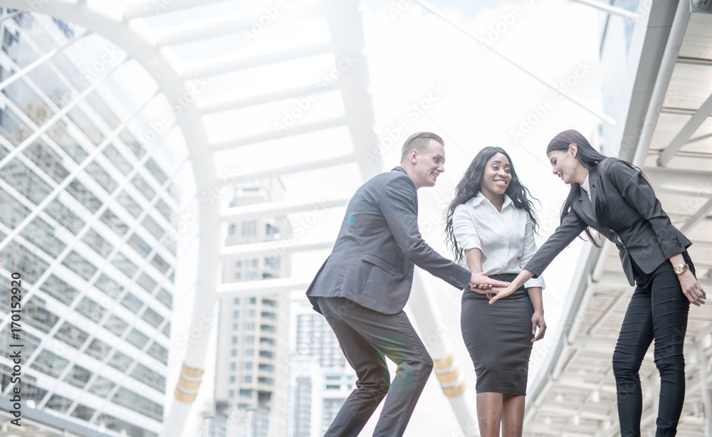Business Team Stack Hands Support Concept Business Team Stack Hands Support Concept