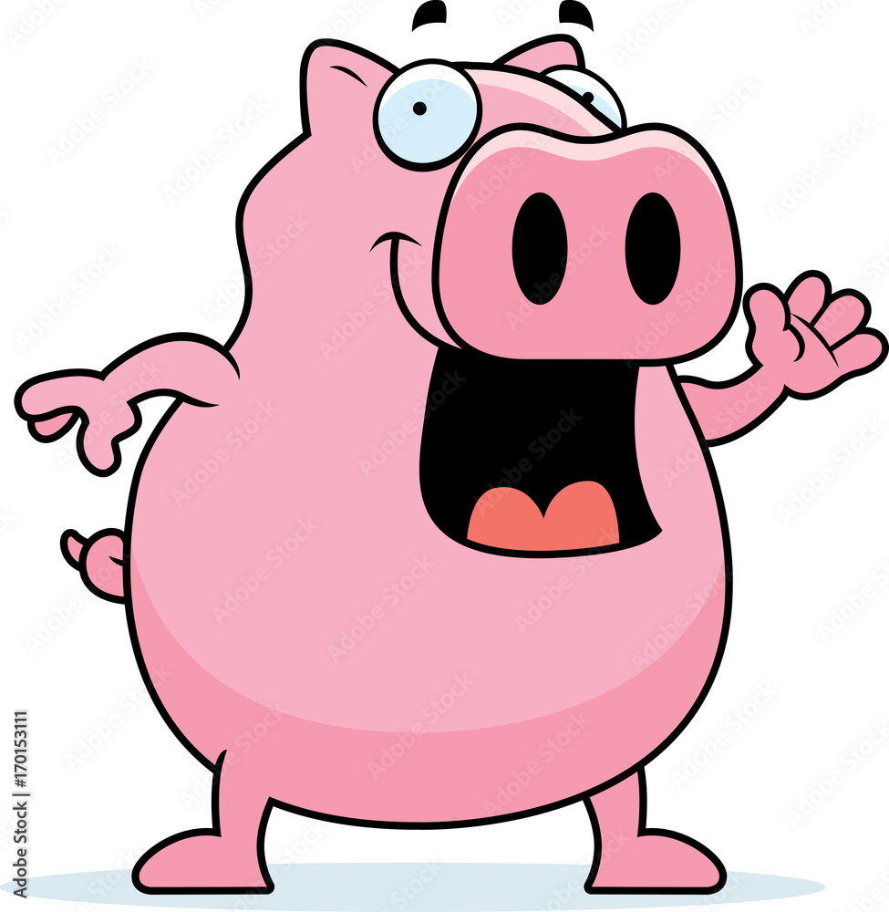 Naklejka premium Pig Waving