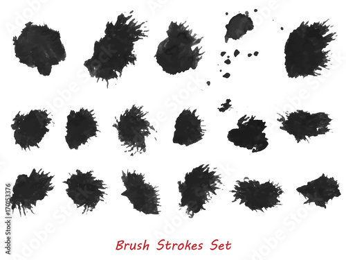 Grungy brush strokes set over white background. Hand drawn grunge. Elements for your work and design. Eps10