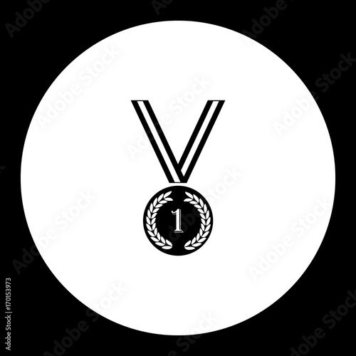 medal for winner simple silhouette black icon eps10
