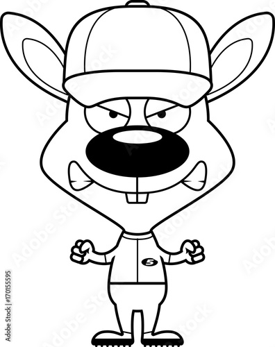 Cartoon Angry Baseball Player Bunny
