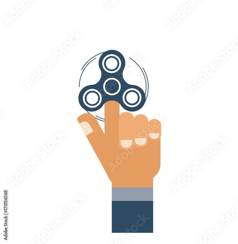 Flat hand with hand spinner icon isolated on white background