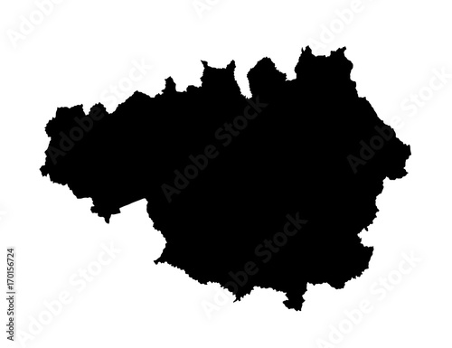 Vector map of Greater Manchester in North West England silhouette, United Kingdom.