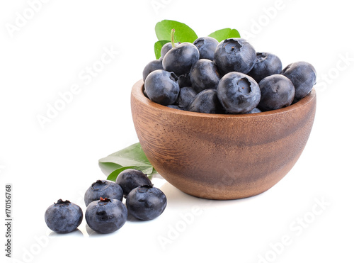 Blueberries in bowl isolated