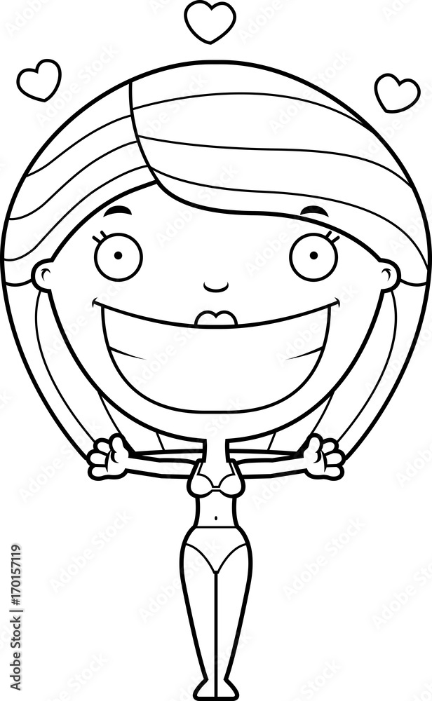 Cartoon Woman Bikini Hug Stock Vector Adobe Stock