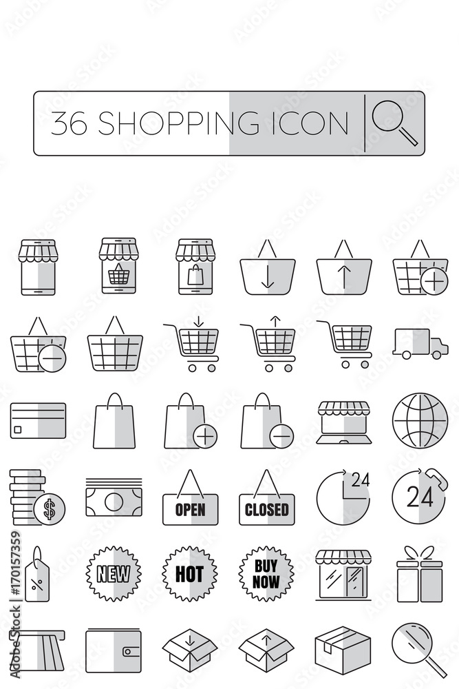 Outline icons about shopping. Editable stroke. Outline icons about shopping. Editable stroke.