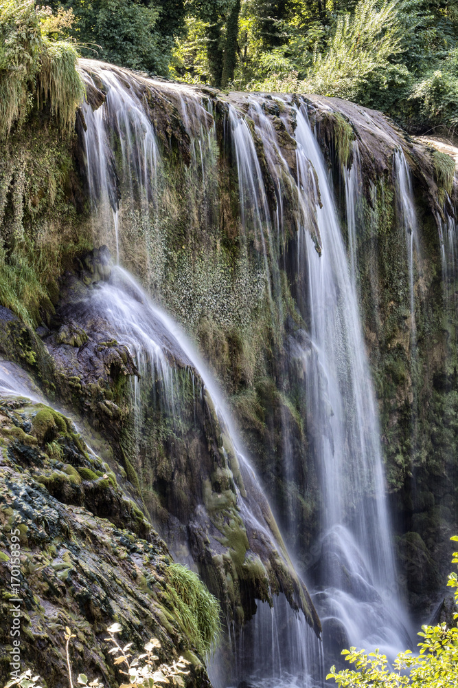 View of a particular of the Marmore Falls, Terni, Umbria, italy