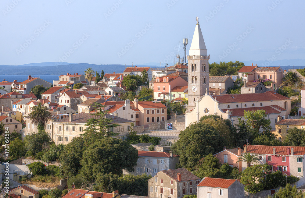 Mali losinj view of the historic church, Croatia