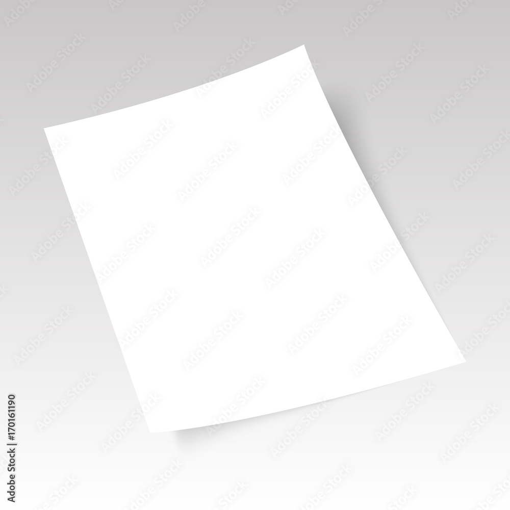 White paper, flyer and pen isolated with soft shadow on white background. Vector illustration. White paper, flyer and pen isolated with soft shadow on white background. Vector illustration.