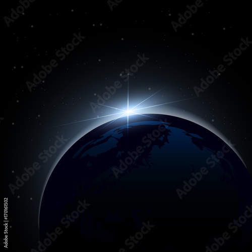 The planet Earth from the space and moon shine. Vector