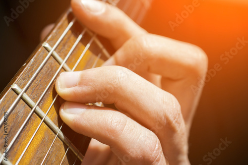 Obraz na plátně Chord guitar closeup toned