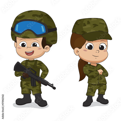Set of soldiers.Cartoon character design isolated on white background.