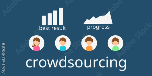 Crowdsourcing business. Vector flat design. Flyer or brochure.