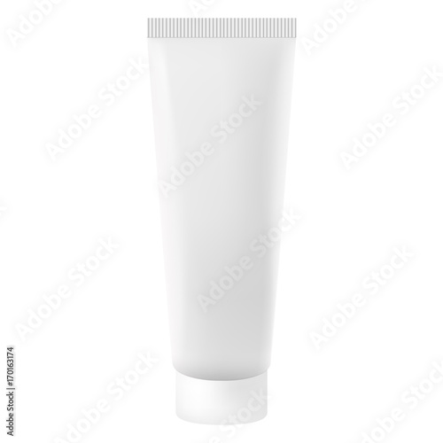 Vector mock up plastic tube of hand cream isolated. Opaque package for cosmetic products on white background.