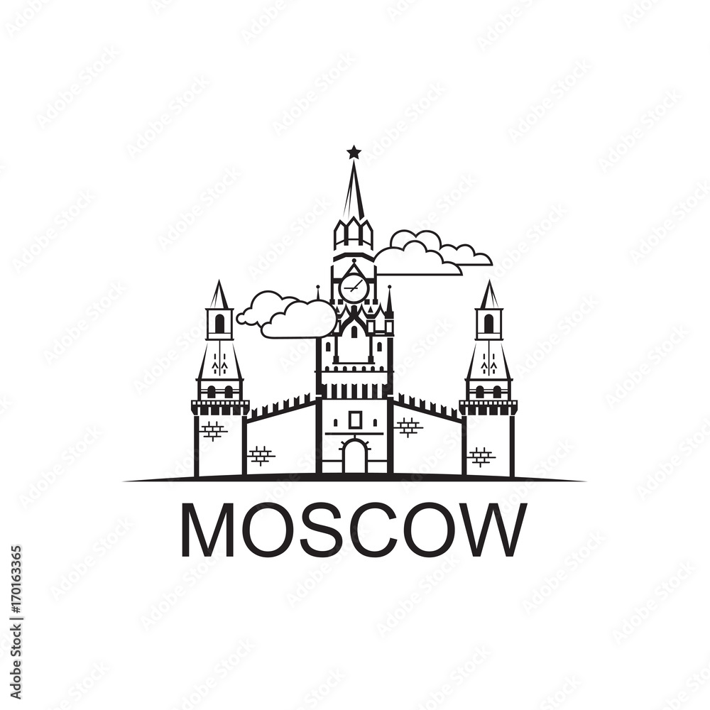 emblem of Kremlin tower in Moscow Red square