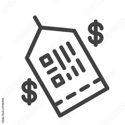 Discount tag line icon, outline vector sign, linear style pictogram isolated on white. Symbol, logo illustration. Editable stroke. Pixel perfect graphics