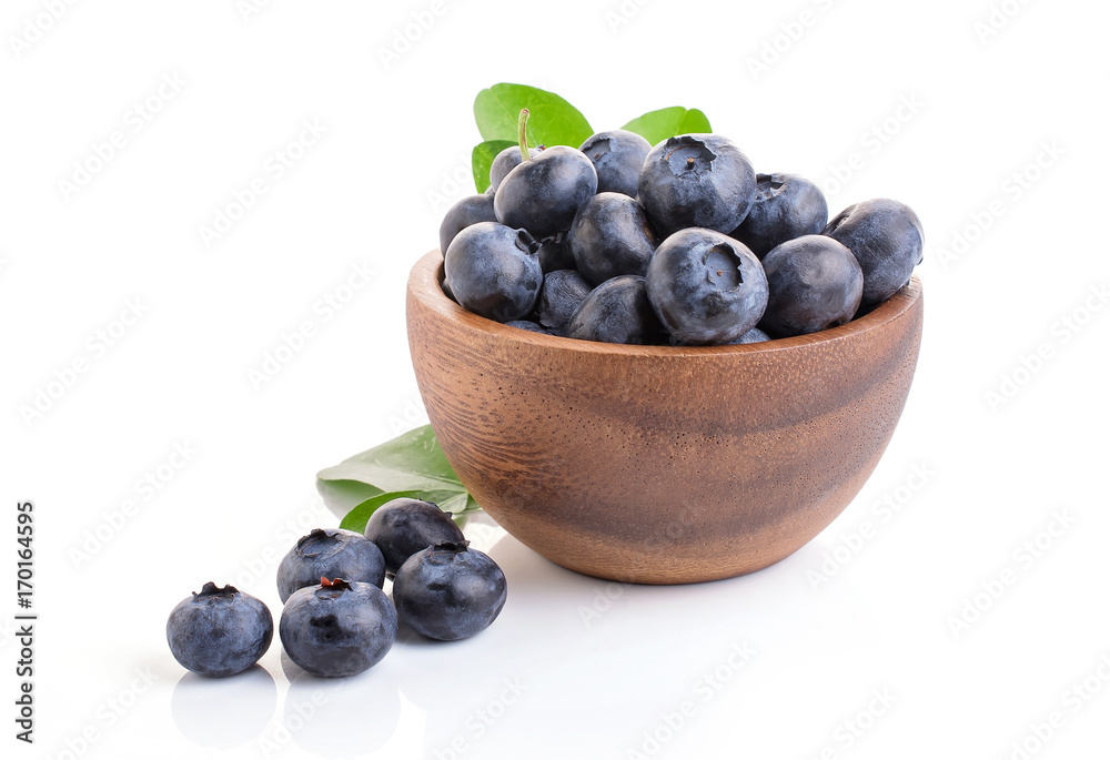 Blueberries in bowl isolated