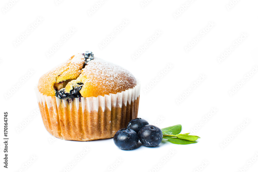 Blueberry muffins isolated on white Blueberry muffins isolated on white
