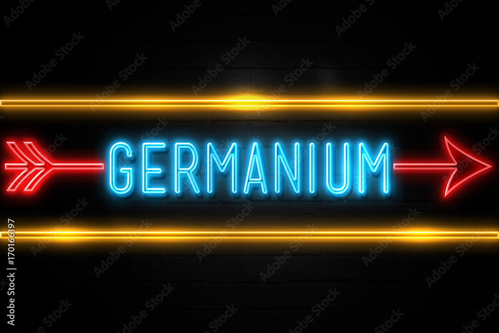 Germanium  - fluorescent Neon Sign on brickwall Front view