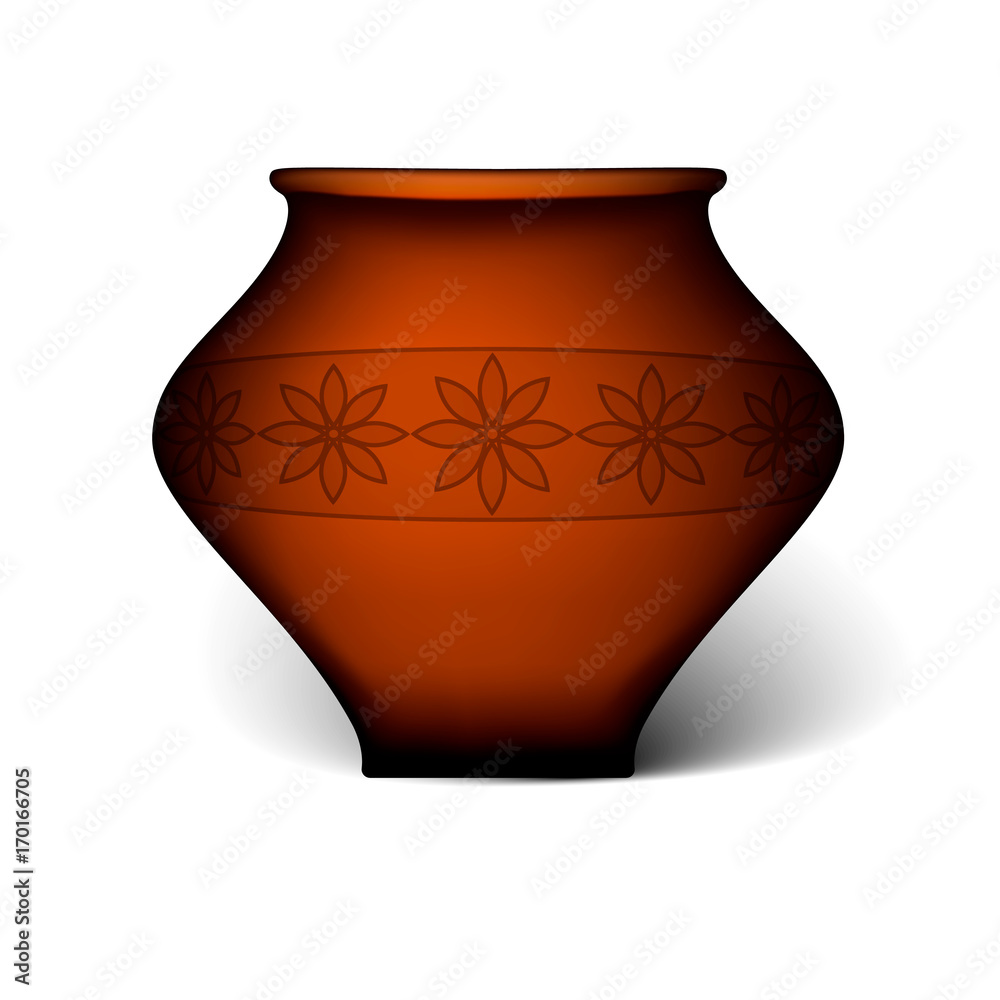 Clay pot isolated on white