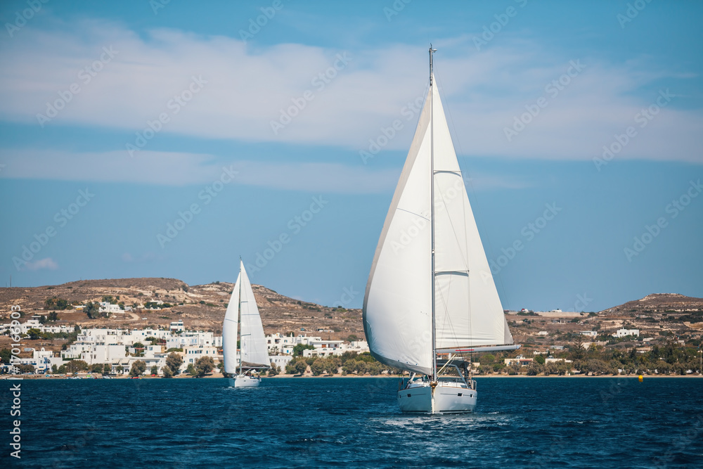 Sailing yacht during a regatta in the Aegean sea.
