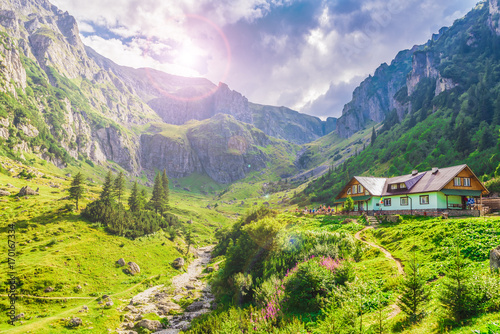 Malaiesti cottage in Malaiesti Valley, Bucegi mountains, Romania.