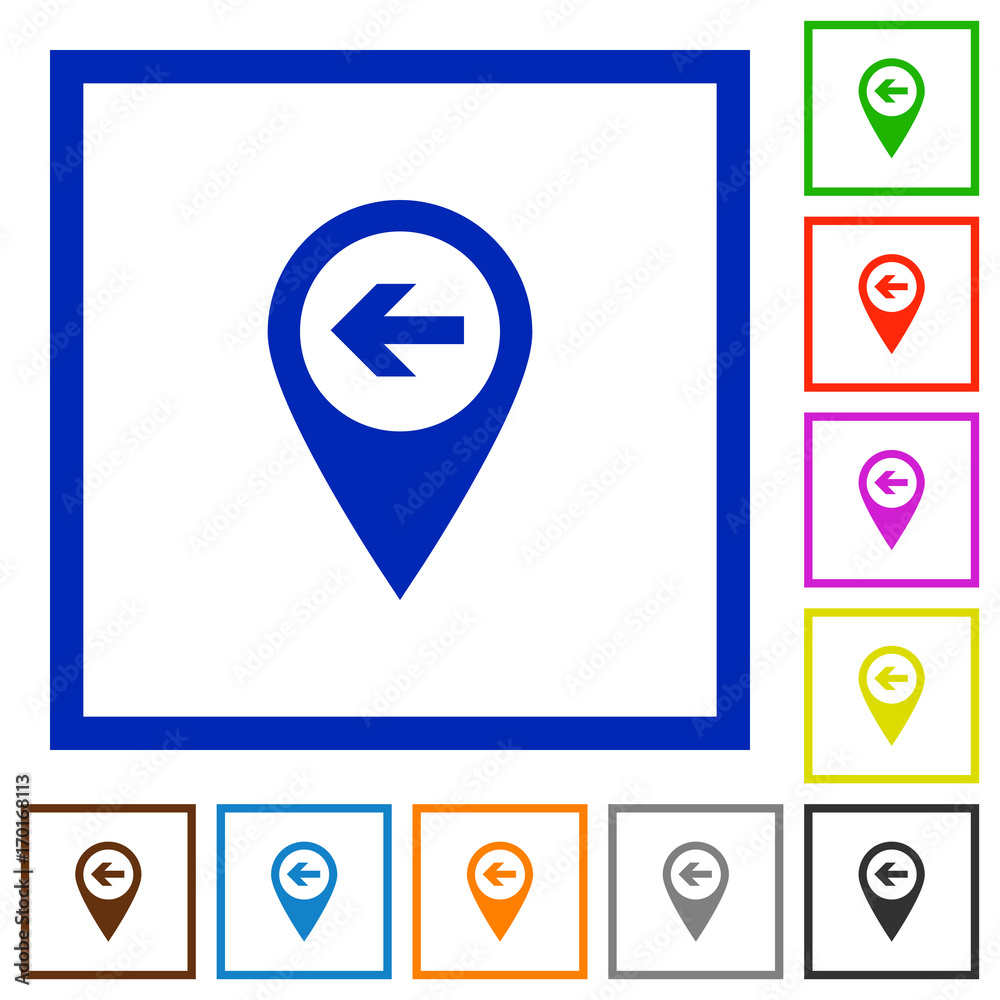 Previous target GPS map location flat framed icons Previous target GPS map location flat framed icons