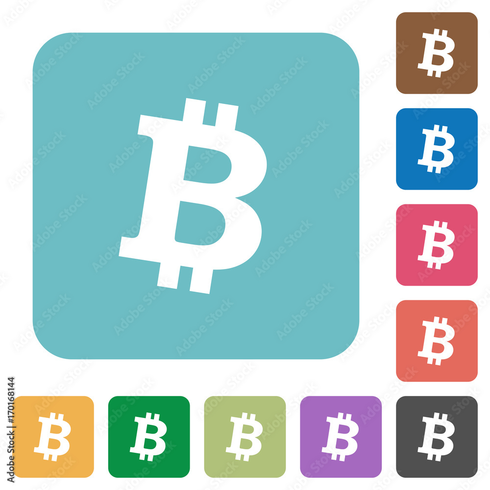 Bitcoin digital cryptocurrency rounded square flat icons
