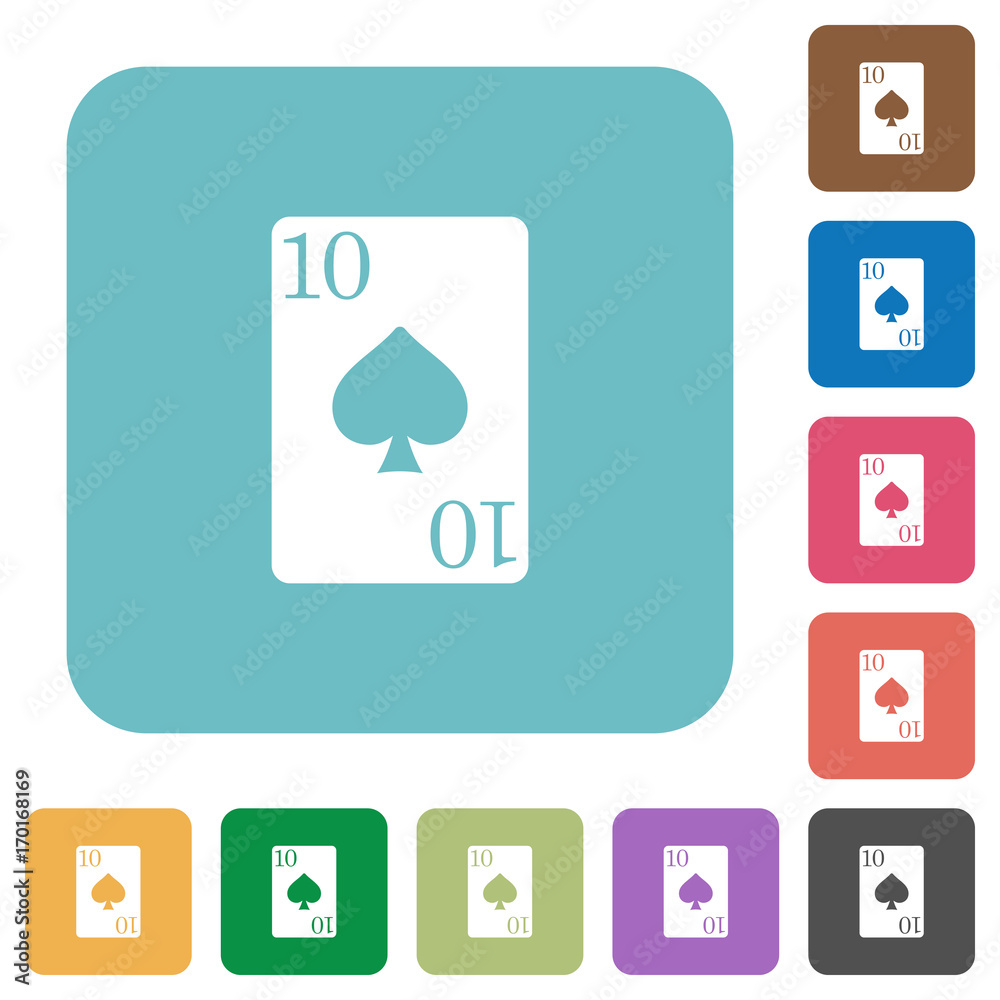 Ten of spades card rounded square flat icons Ten of spades card rounded square flat icons