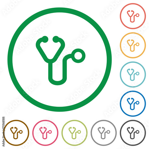 Stethoscope flat icons with outlines