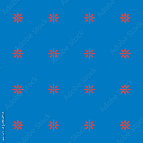 Blumen - Muster, pattern, Kachel - Icon, Symbol, Piktogramm, grafisches Element - rot - Hintergund blau - Vektor