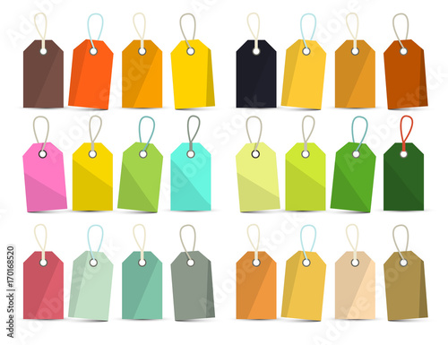 Vector Tags Set. Colorful Empty Labels Isolated on White Background.