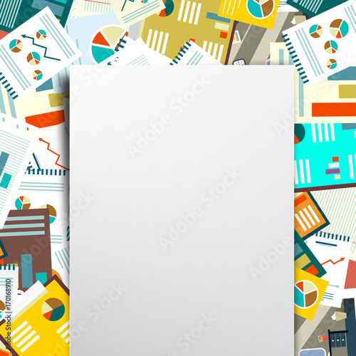 Empty Paper on Paperwork Background. Vector.