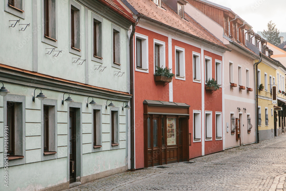 Beautiful street in the town of Cesky Krumlov in the Czech Republic. One of the most beautiful unusual small cities in the world. Beautiful street in the town of Cesky Krumlov in the Czech Republic. One of the most beautiful unusual small cities in the world.