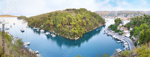panoramic landscape of Gaios at Paxos Ionian islands Greece