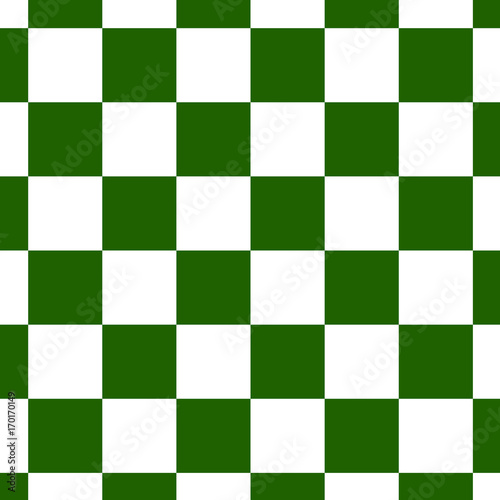 Chessboard or checker board seamless pattern in green and white. Checkered board for chess or checkers game. Strategy game conce