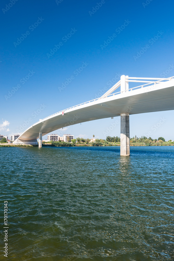 Sant Jaume d´Enveja new bridge ´Lo Passador´ over Ebro river Ebro Delta Tarragona Catalonia Spain