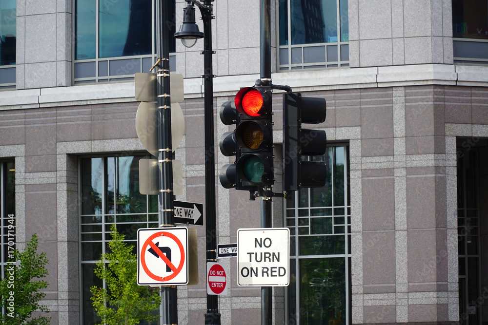 red traffic light street