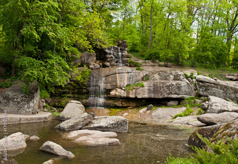 The Beautiful waterfall in Sofiyivsky Park, Uman, Ukraine The Beautiful waterfall in Sofiyivsky Park, Uman, Ukraine
