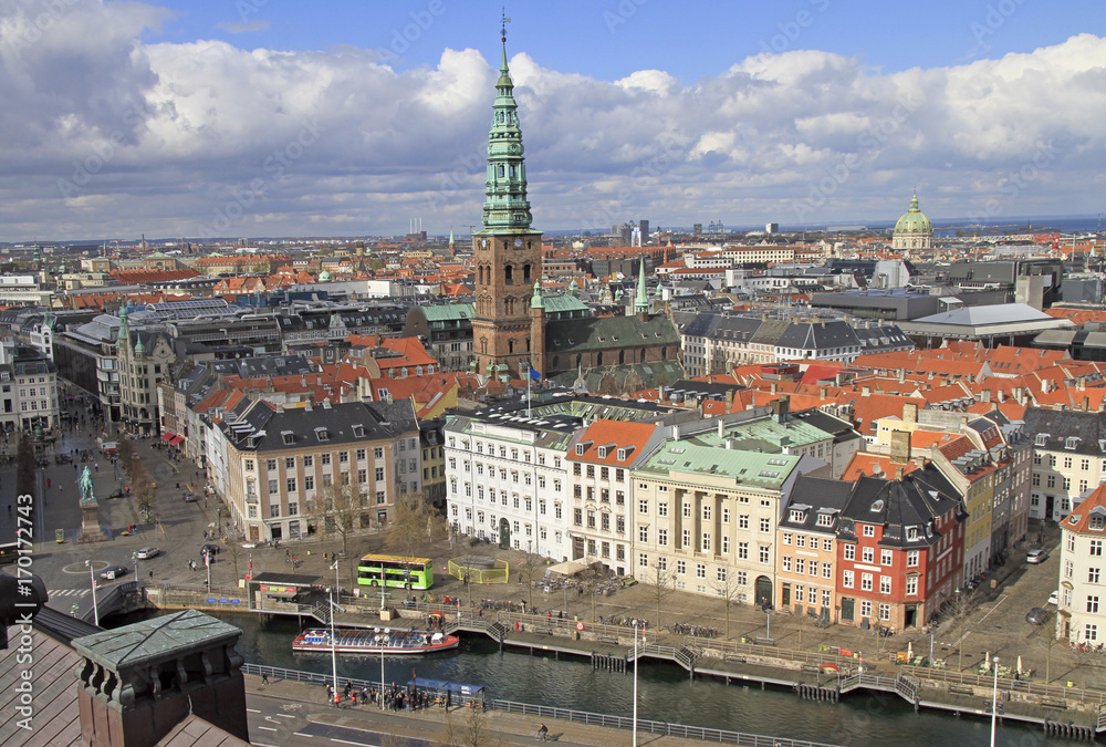 view of Copenhagen from the tower of Christiansborg palace