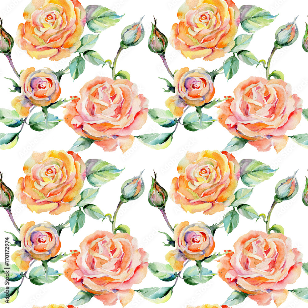 Wildflower rose flower pattern in a watercolor style. Full name of the plant: rosa. Aquarelle wild flower for background, texture, wrapper pattern, frame or border.