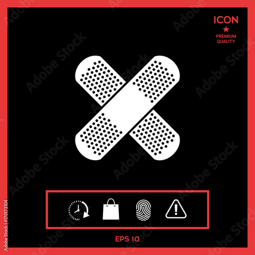 Cross adhesive bandage, medical  plaster icon