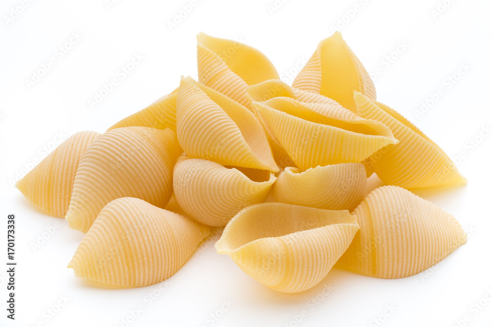 Italian lumaconi isolated on white background. Italian lumaconi isolated on white background.