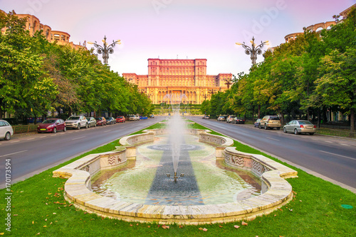 Beautiful landscape of Parliament building in Bucharest, Romania