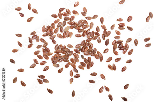 flax seeds isolated on white background. Top view