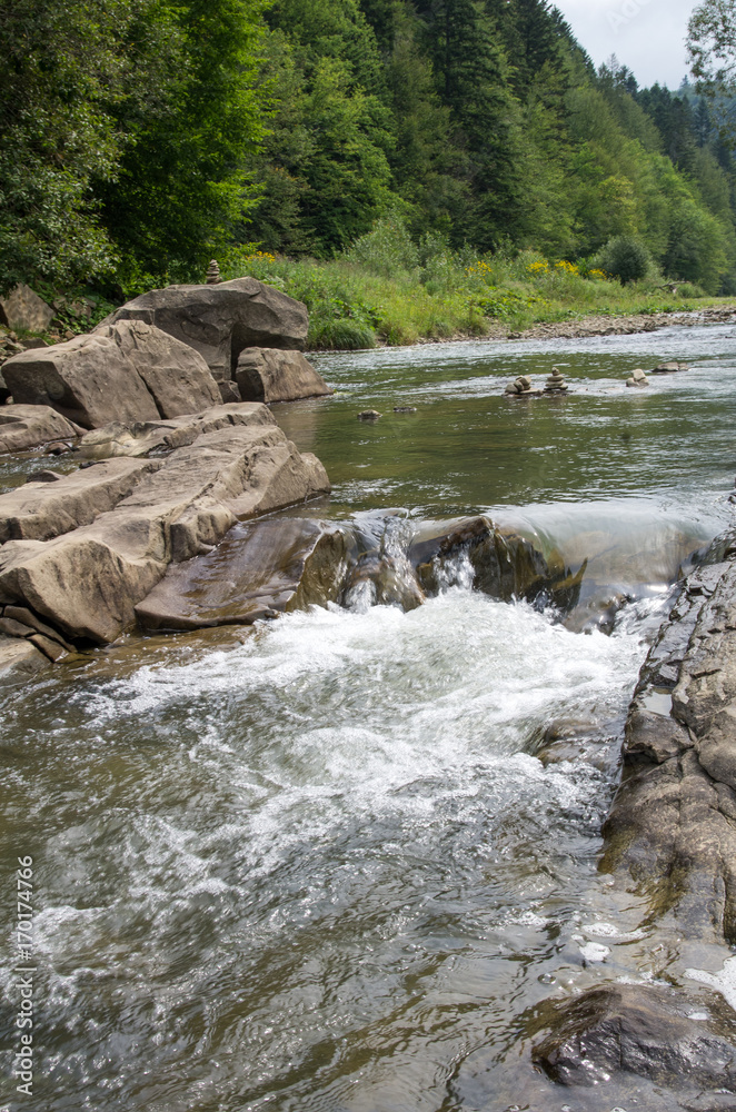 River in Bieszczady National Park. Sine Wiry. River in Bieszczady National Park. Sine Wiry.