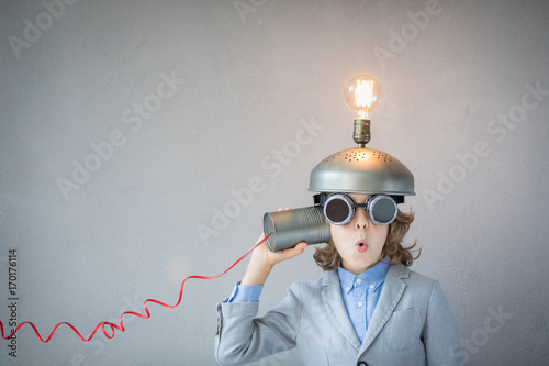 Child with toy virtual reality headset