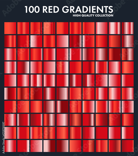 Red chrome gradient set,pattern,template.Love,heart colors for design,collection of high quality gradients.Metallic texture,shiny metal background.Suitable for text ,mockup,banner, ribbon
