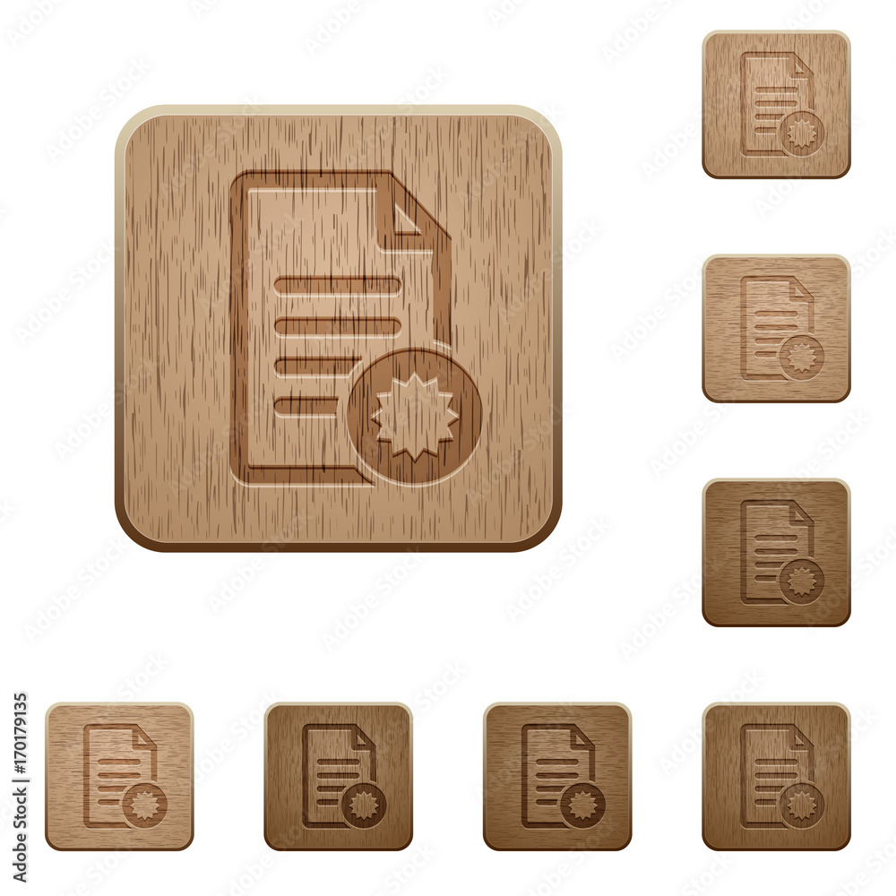 Document certificate wooden buttons Document certificate wooden buttons