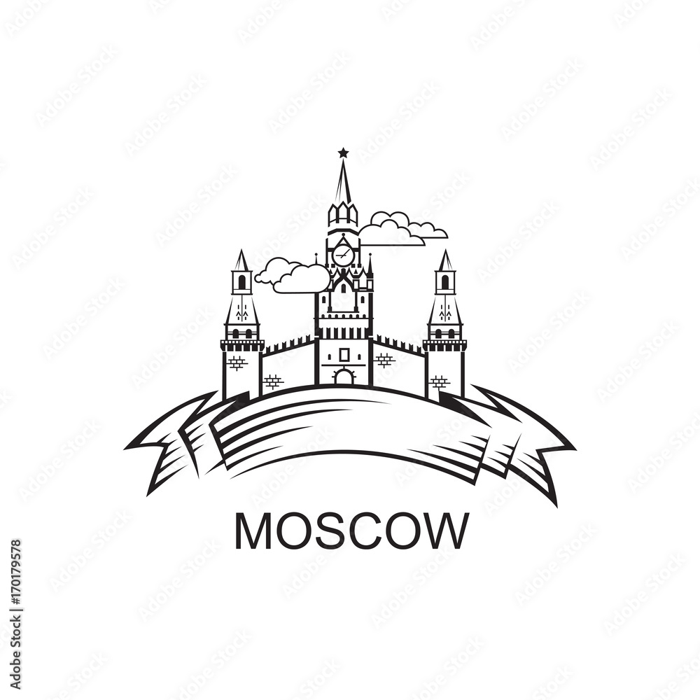 emblem of Kremlin tower in Moscow Red square